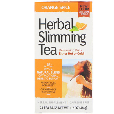 21st Century Herbal Slimming Tea, Orange Spice, Caffeine Free, 24 Tea Bags, 1.7 oz (48 g)
