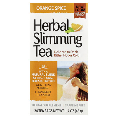 Product Image for 21st Century, Herbal Slimming Tea, Orange Spice, Caffeine Free, 24 Tea Bags, 1.7 oz (48 g)