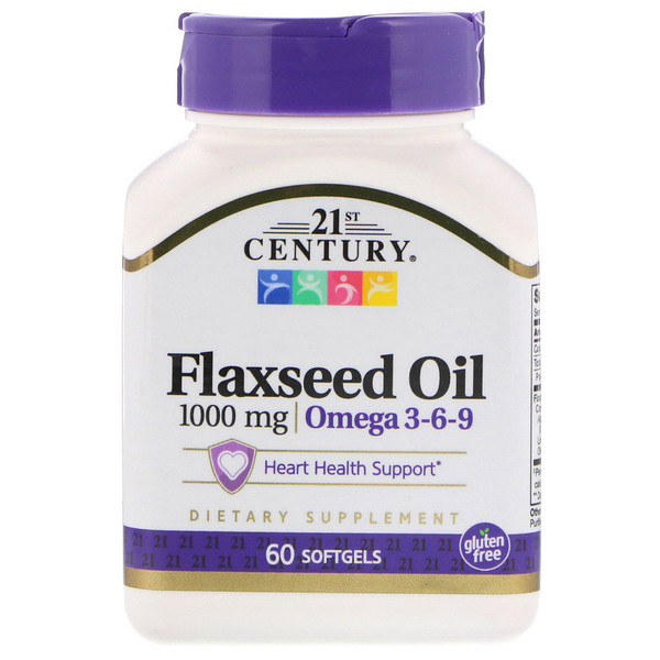 21st Century, Flaxseed Oil, 1,000 mg, 60 Softgels iHerb