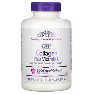 21st Century, Supercolágeno mais Vitamina C, 1.000 mg, 180 Comprimidos