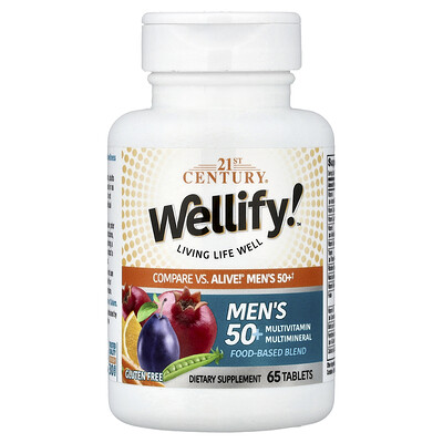 21st Century, Wellify™, Suplemento multivitamínico y multimineral para hombres mayores de 50 años, 65 comprimidos