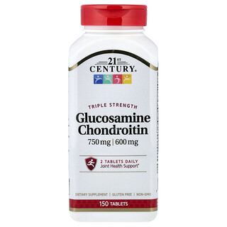 21st Century, Glucosamina y condroitina, Triple concentración, 150 comprimidos