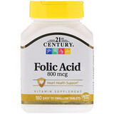 21st Century, Folic Acid, 800 mcg, 180 Easy to Swallow Tablets отзывы