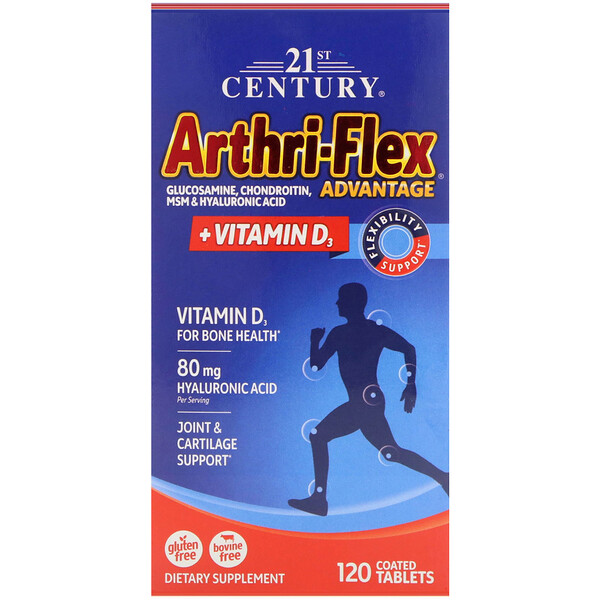 21st Century, Arthri-Flex Advantage с витамином D3, 120 таблеток, покрытых оболочкой