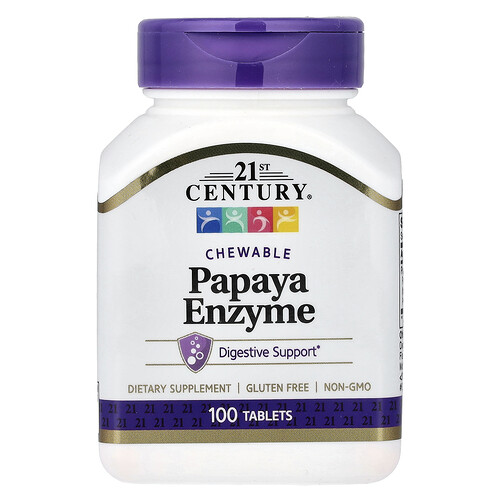21st Century, Chewable Papaya Enzyme, Papaya-Enzym-Kautabletten, 100 Tabletten