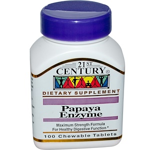 21st Century, Ферменты папайи (Papaya Enzyme), 100 жевательных таблеток
