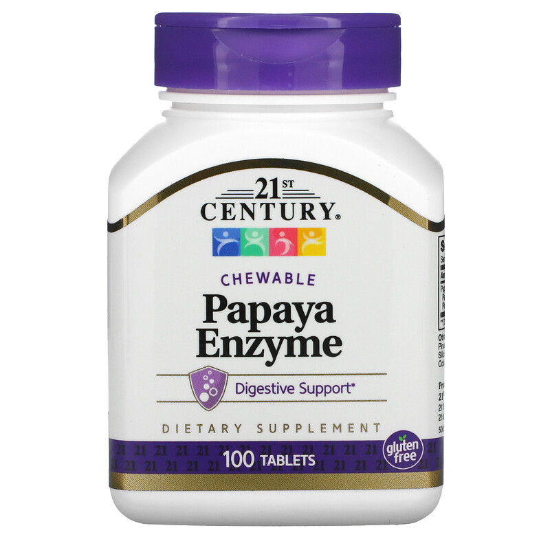 21st Century, Papaya Enzyme, Chewable, 100 Tablets iHerb
