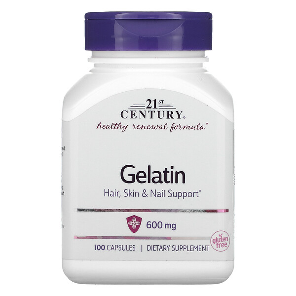 21st Century, Gelatine, 600 mg, 100 Kapseln