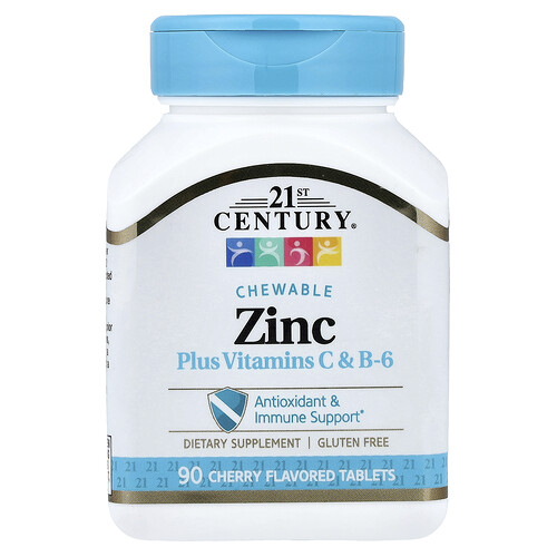 21st Century Zinc Plus Vitamins C & B-6, Chewable, Cherry, 90 Tablets