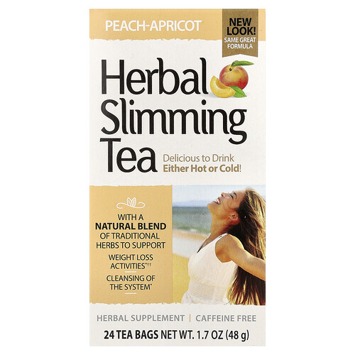 21st Century, Herbal Slimming Tea, Peach-Apricot, Caffeine Free, 24 Tea Bags, 1.7 oz (48 g)