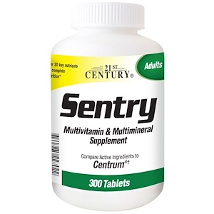21st Century, Sentry, мультивитаминная и мультиминеральная добавка, для взрослых, 300 таблеток