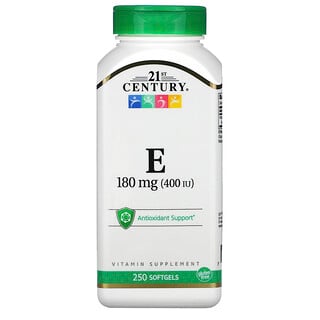 21st Century, Vitamina E, 180 mg (400 UI), 250 cápsulas blandas
