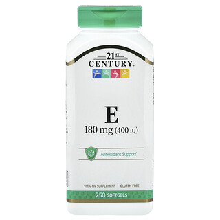 21st Century, ビタミンE、180mg（400IU）、ソフトジェル250粒