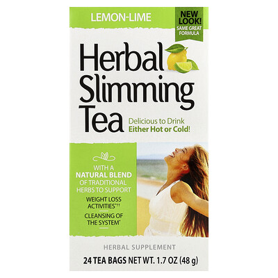 Product Image for 21st Century, Herbal Slimming Tea, Lemon-Lime, Caffeine Free, 24 Tea Bags, 1.7 oz (48 g)