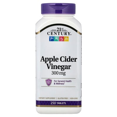 21st Century, vinagre de manzana 300 mg, 250 comprimidos