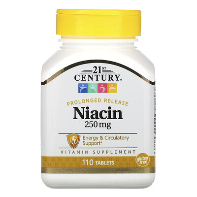 21st Century Ниацин, замедленное высвобождение, 250 мг, 110 таблеток