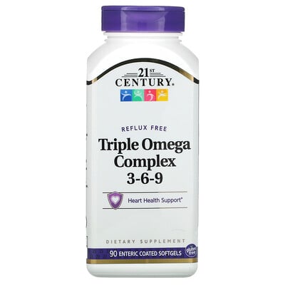 21st Century Triple Omega Complex 3-6-9, 90 мягких желатиновых капсул с кишечнорастворимой оболочкой