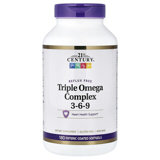 21st Century, Triple Omega Complex 3-6-9, 180 Enteric Coated Softgels