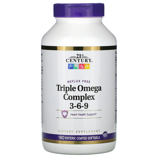 21st Century, Triple Omega Complex 3-6-9, 180 Enteric Coated Softgels