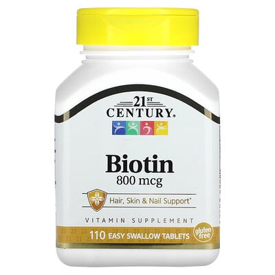 

21st Century Биотин, 800 мкг, 110 таблеток, которые легко глотать
