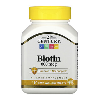 21st Century, Biotine, 800 µg, 110 comprimés faciles à avaler