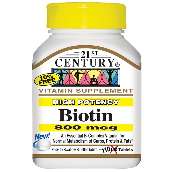21st Century, Биотин, сильное действие, 800 мкг, 110 таблеток