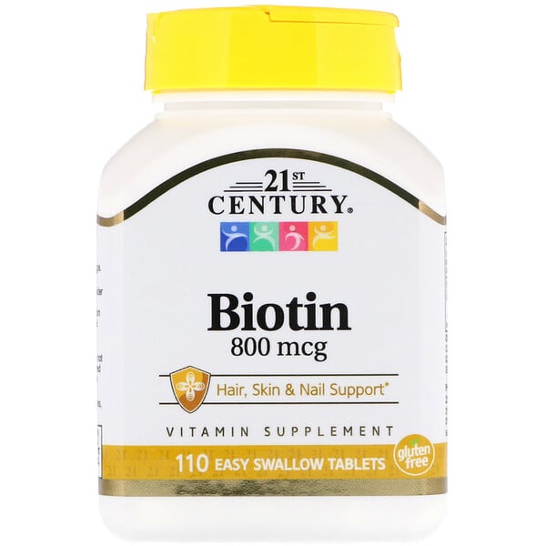 21st Century, Биотин, 800 мкг, 110 таблеток, которые легко глотать