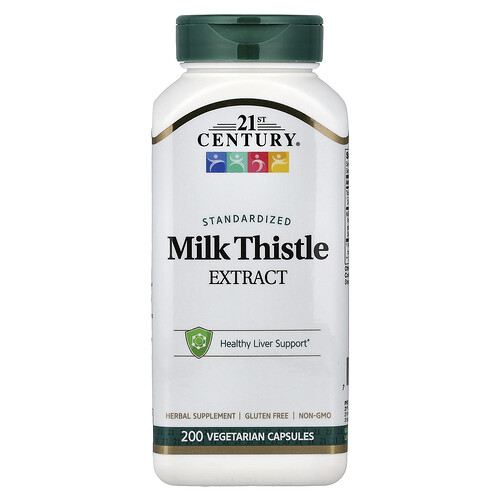21st Century, Milk Thistle Extract, Standardized , 200 Vegetarian Capsules (87.5 mg per Capsule)