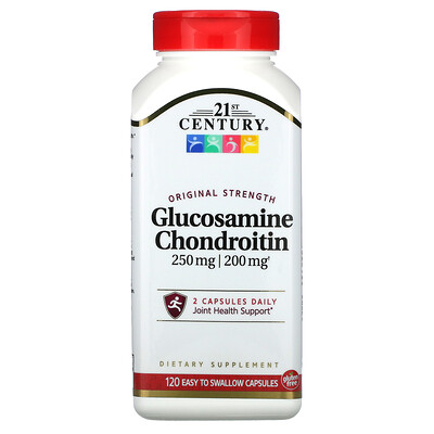 21st Century Glucosamine 250 mg Chondroitin 200 mg, Original Strength, 120 Easy to Swallow Capsules