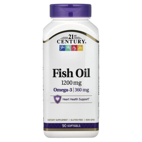 21st Century, フィッシュオイル、1,200mg、ソフトジェル90粒