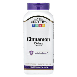 21st Century, Canela, 120 Cápsulas Vegetarianas (500 mg por Cápsula)
