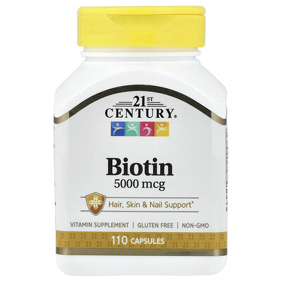 21st Century, Biotina, 5000 mcg, 110 cápsulas