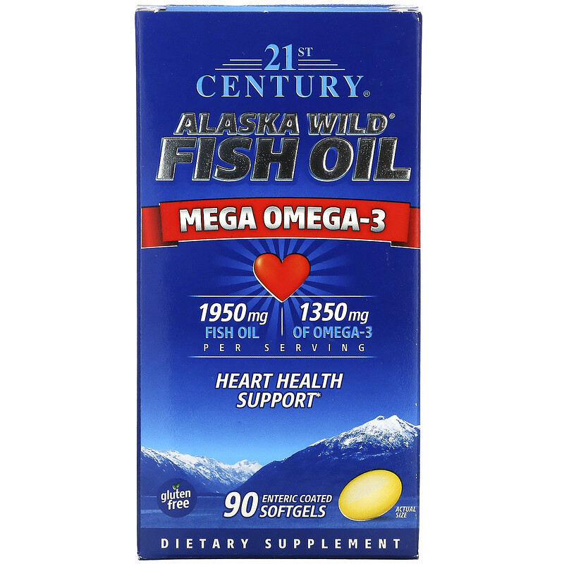 21st Century, Alaska Wild Fish Oil, Mega Omega 3, 1950 mg /1350 mg, 90