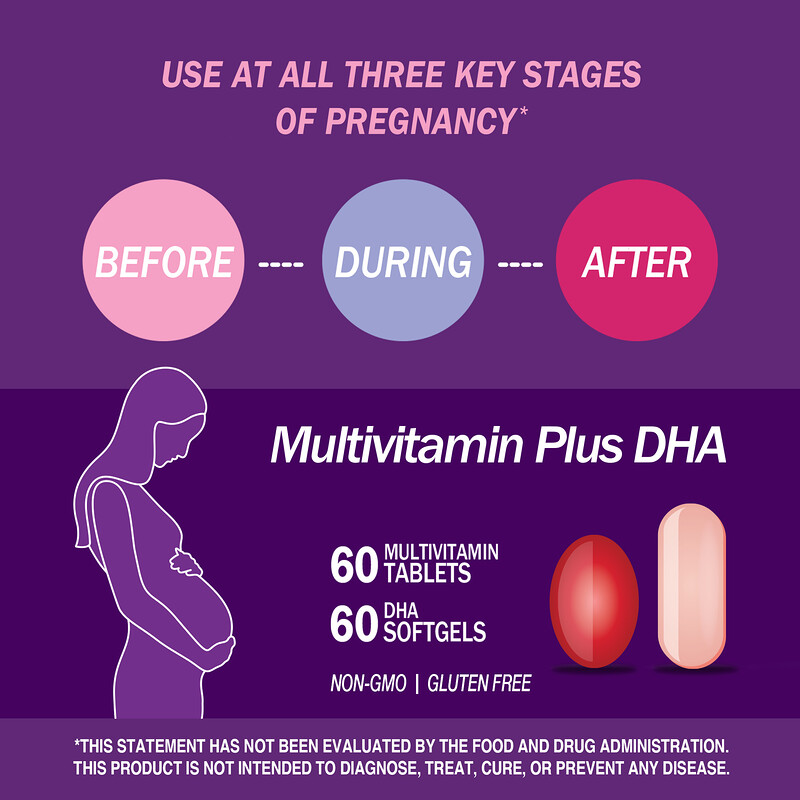21st Century, Prenatal Multivitamin Plus DHA, 2 Bottles, 60 Tablets