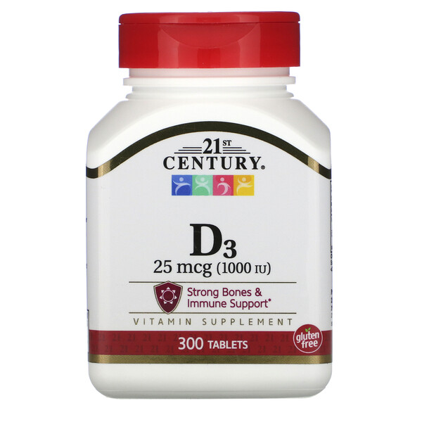 Vitamin D3, 25 mcg (1,000 IU), 300 Tablets