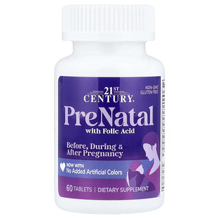 21st Century, Suplemento prenatal con ácido fólico, 60 comprimidos