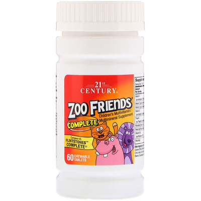 

Zoo Friends Complete, мультивитаминная и мультиминеральная добавка для детей, 60 жевательных таблеток