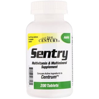 21st Century, Sentry, мультивитаминное и мультиминеральное дополнение, 200 таблеток