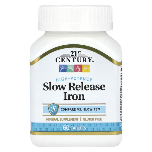21st Century, Slow Release Iron, Eisen mit langsamer Freisetzung, hohe Potenz, 45 mg, 60 Tabletten