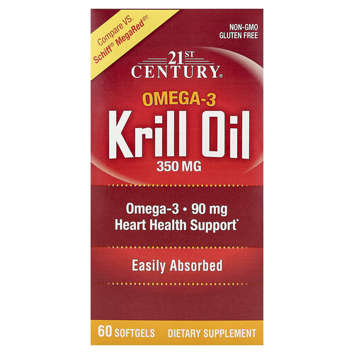 21st Century, Krillöl, 350 mg, 60 Weichkapseln