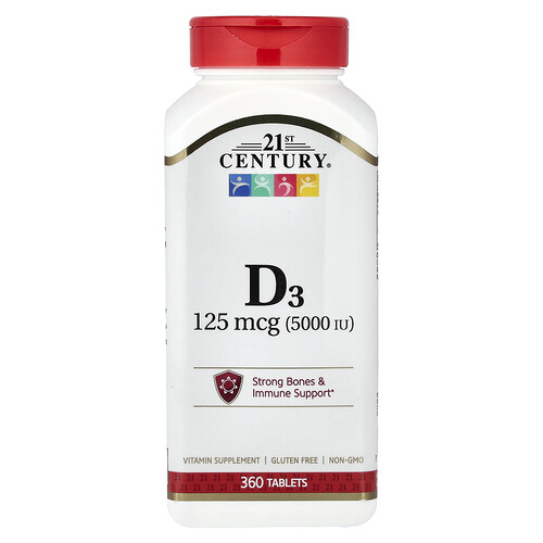 21st Century Vitamin D3, 125 mcg (5,000 IU), 360 Tablets