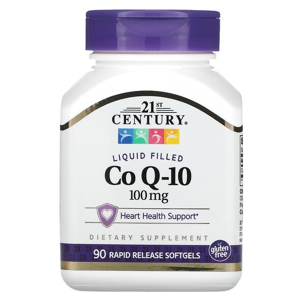 21st Century, жидкий кальций с коэнзим Q10, 100 мг, 90 мягких таблеток с быстрым высвобождением