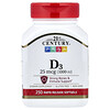 21st Century, Vitamina D3, 25 mcg (1.000 UI), 250 Cápsulas Softgel de Liberação Rápida