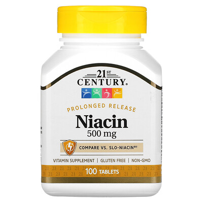 

21st Century Niacin Prolonged Release 500 mg 100 Tablets