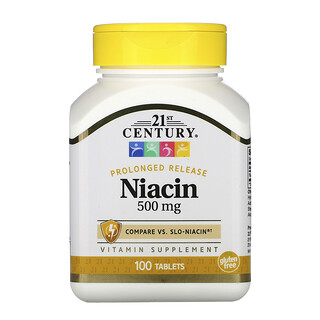21st Century, Niacin, verzögerte Freisetzung, 500 mg, 100 Tabletten