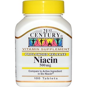 21st Century, Ниацин, пролонгированное высвобождение, 500 мг, 100 таблеток
