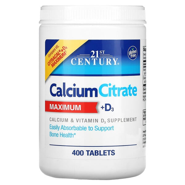 21st Century, Calcium Citrate + D Maximum, 400 Caplets