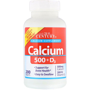 Отзывы о 21 Сенчури, Calcium 500 + D3, 200 Tablets