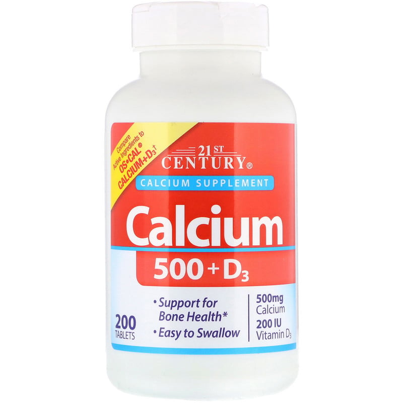 21st Century, Calcium 500 + D3, 200 Tablets - iHerb