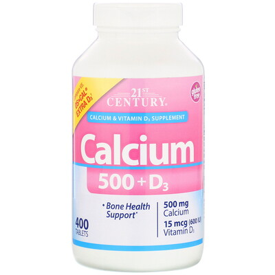 21st Century Calcium 500 + D3, 400 Tablets